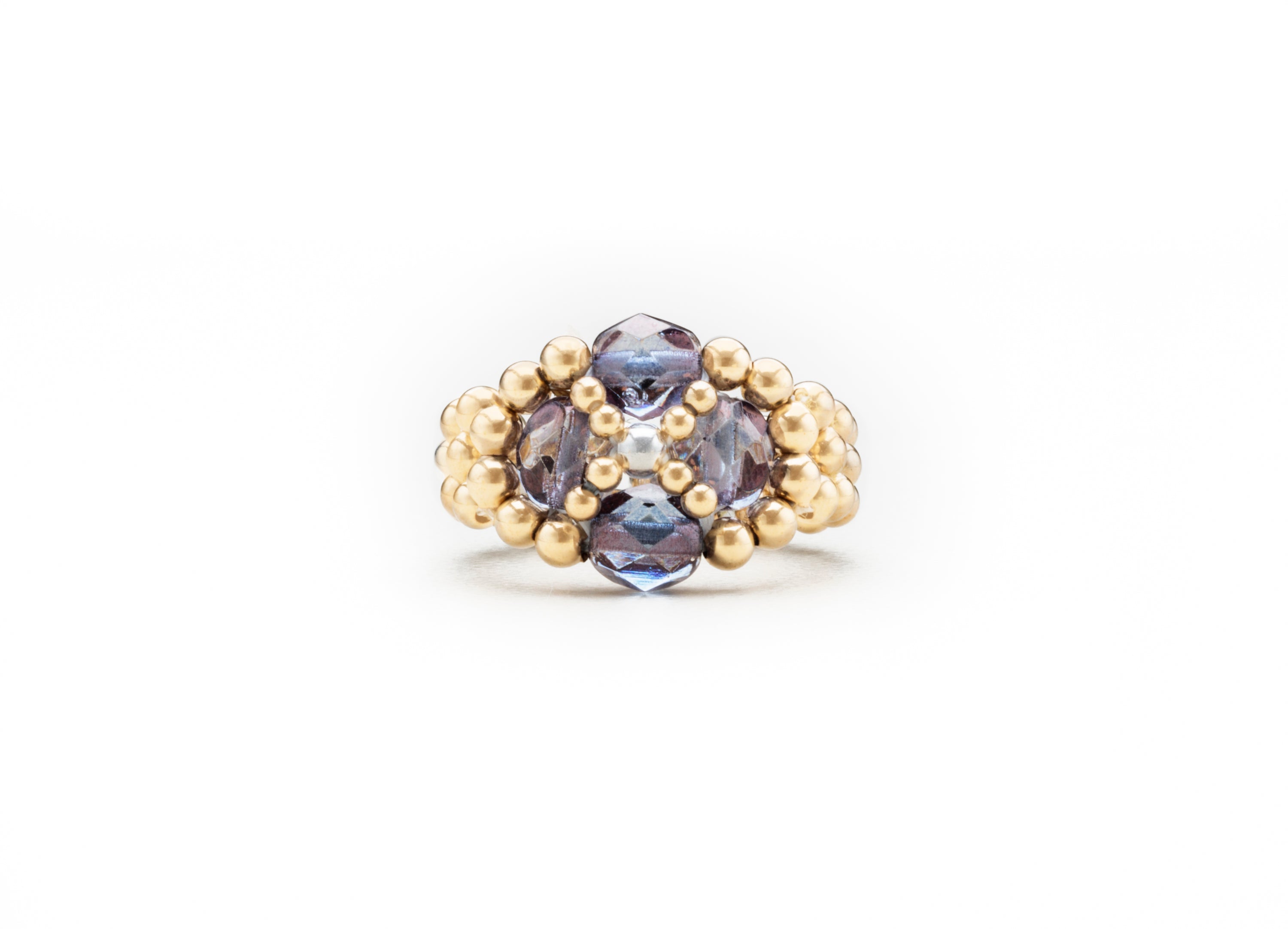 Czech Glass Floret Rings, Gold