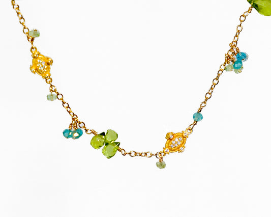 Multi semi precious chain necklace