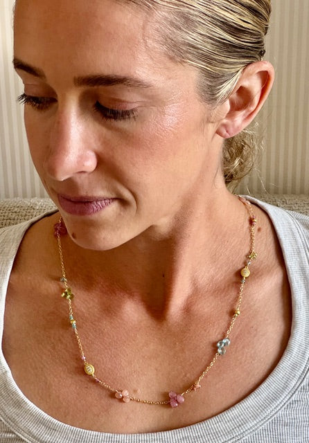 Gold Chain with Semiprecious Stones Necklace