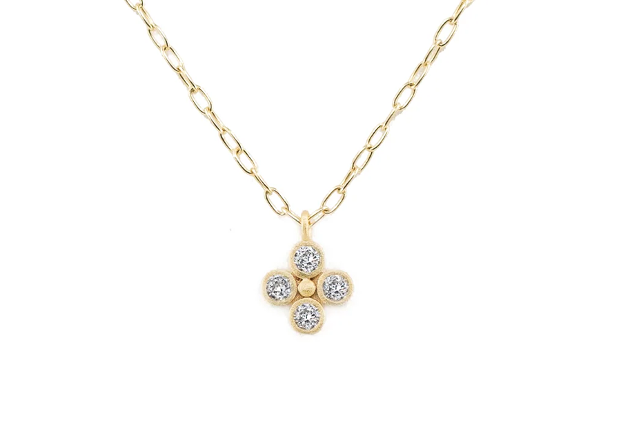 Clover Vermeil charm with Cubic Zirconia stones on a 14K Gold Filled chain