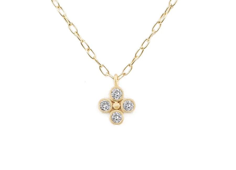 Vermeil Charm with Cubic Zirconia stone on a 14K Gold filled chain