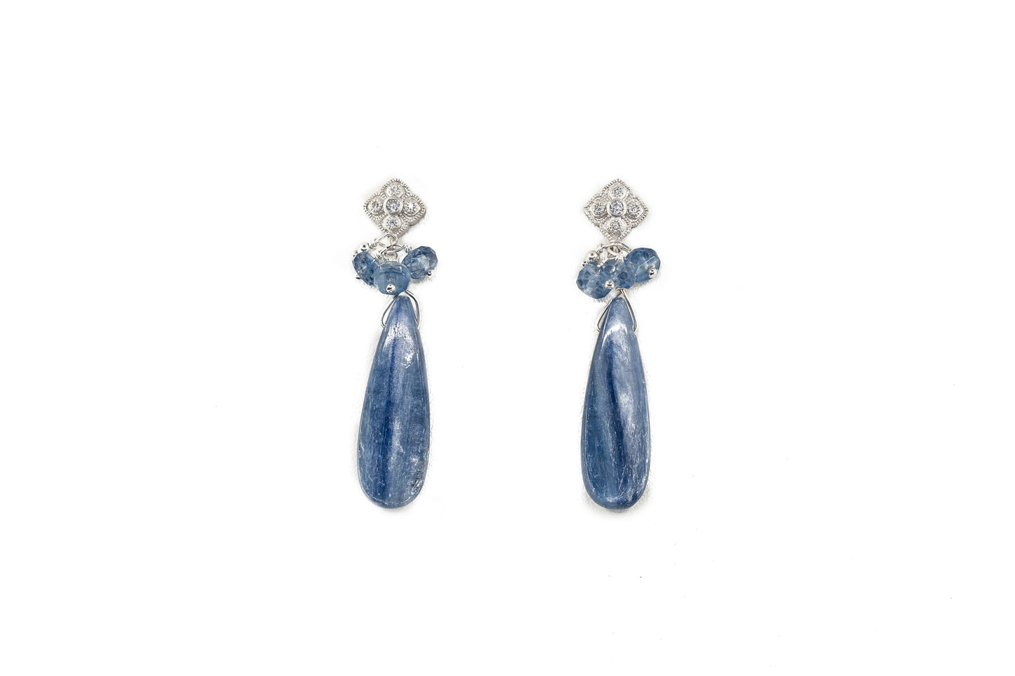 Aventurine and Cubic Zirconia Post with Kyanite stones