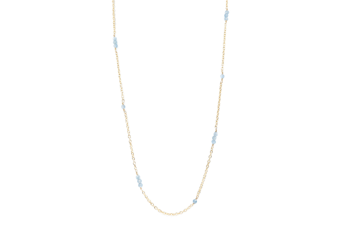 Gold Filled Chain with Aquamarine Stones