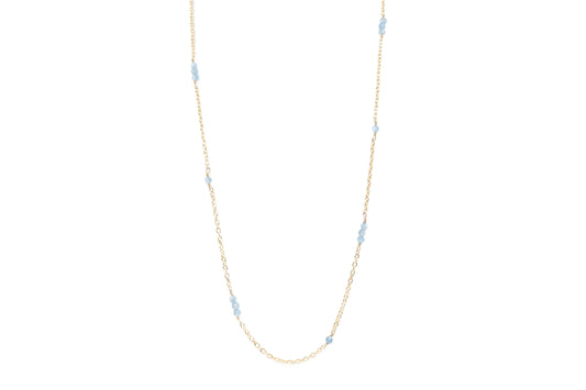 Gold Filled Chain with Aquamarine Stones