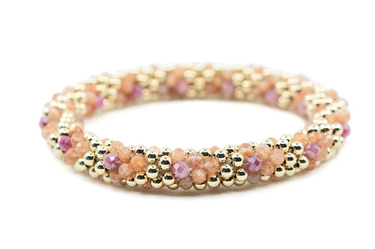 Semi Precious Cluster Bracelet with Sunstones and Natural Rubies
