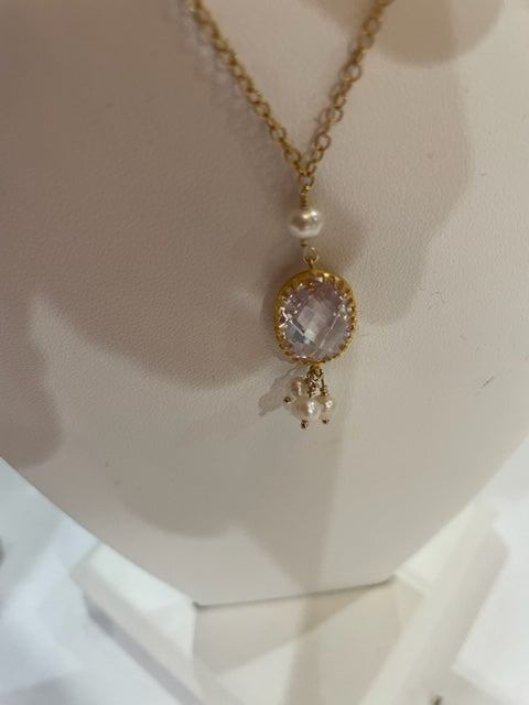 Pearl and Cubic Zirconia pendant