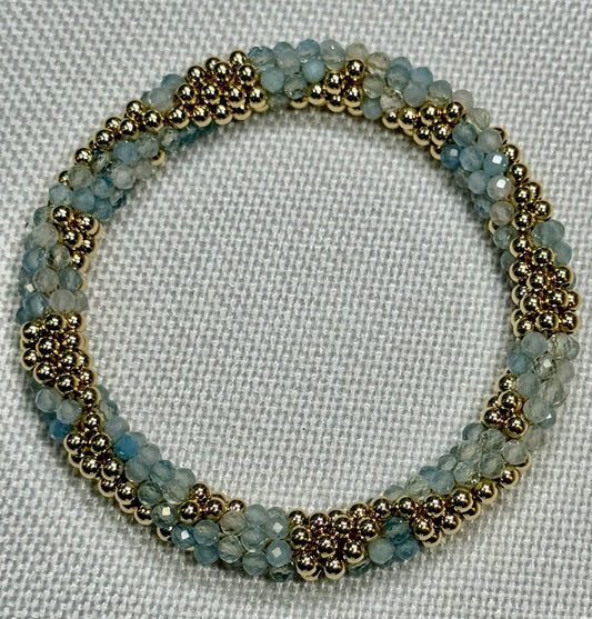 Semi Precious Aquamarine crochet bracelet