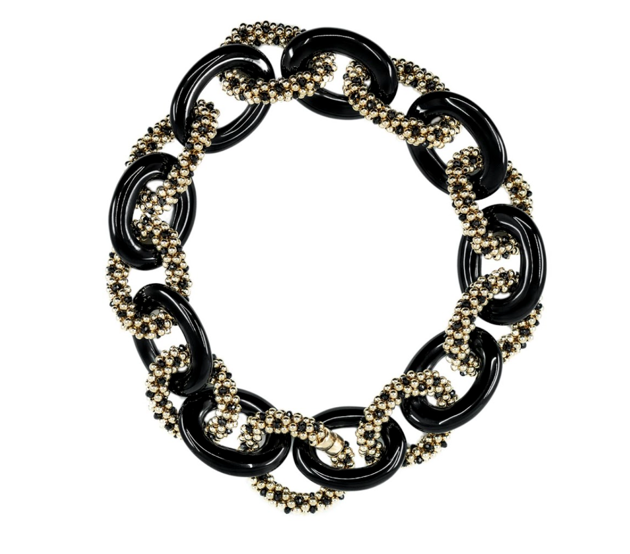 Gold and Onyx Link Necklace Price