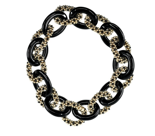 Gold and Onyx Link Necklace Price