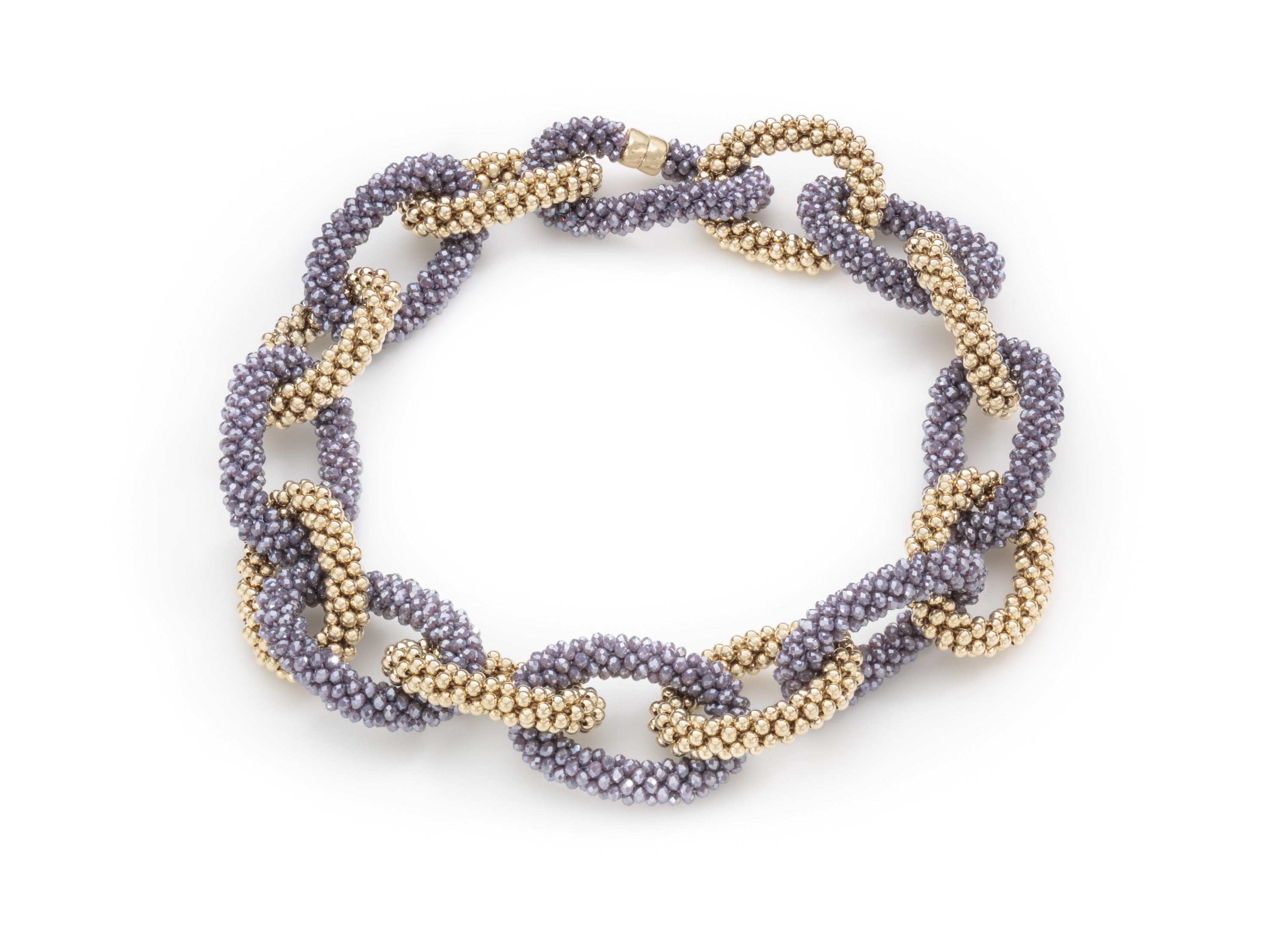 A Lavender Crystal and Gold Linkable Necklace