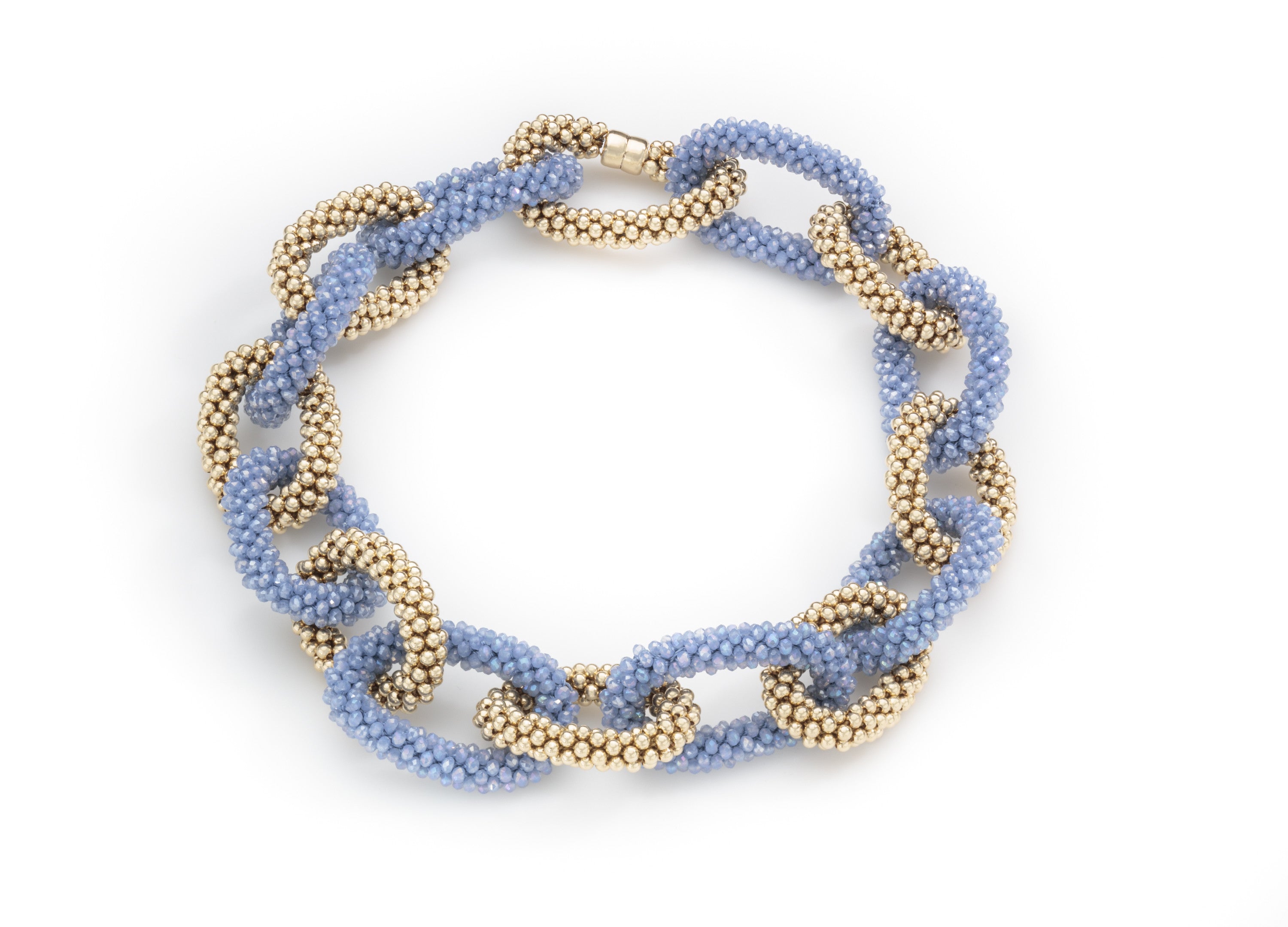 A Powder Blue Crystal and Gold Linkable Necklace