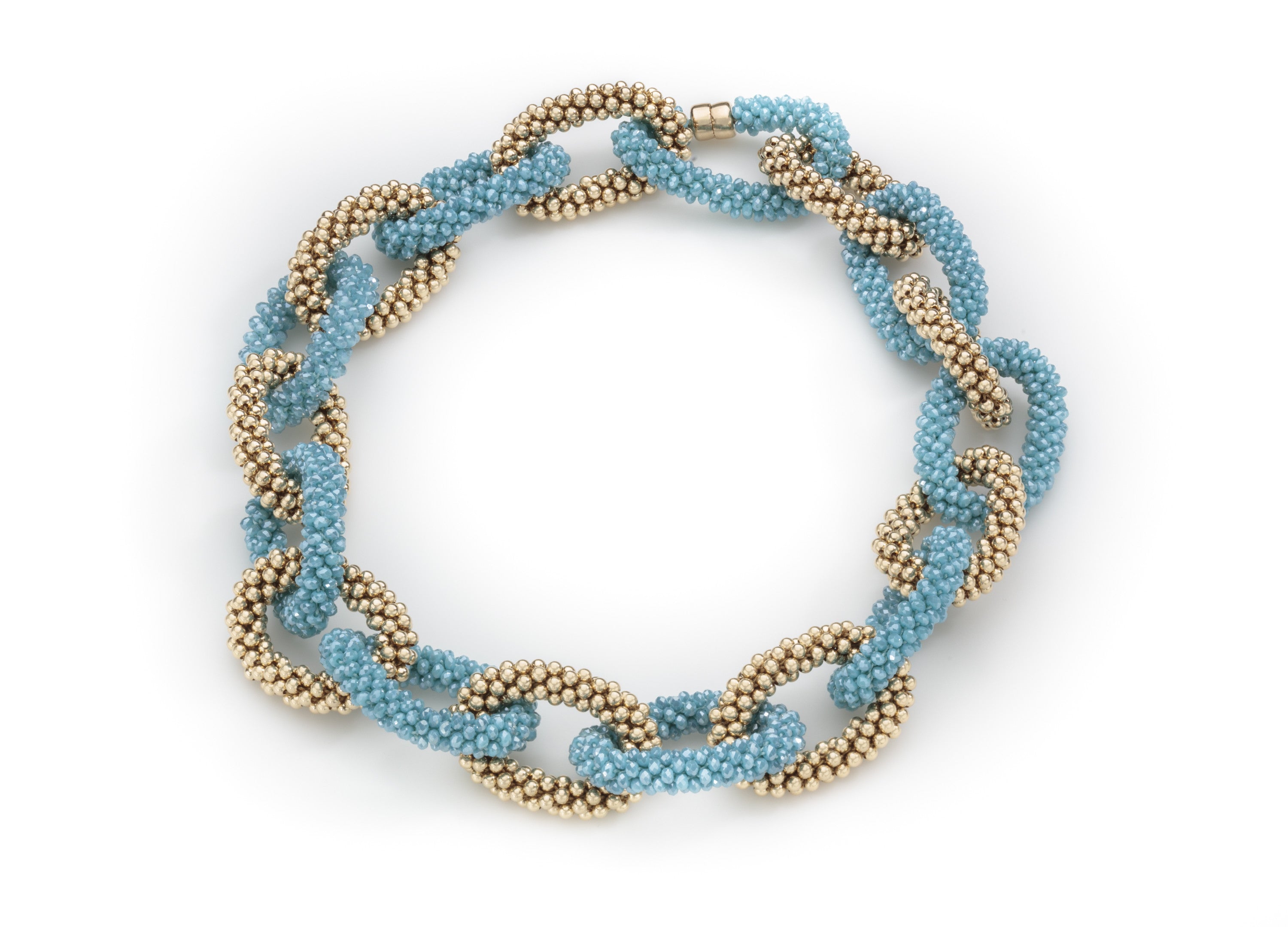 A Turquoise Crystal and Gold Linkable Necklace