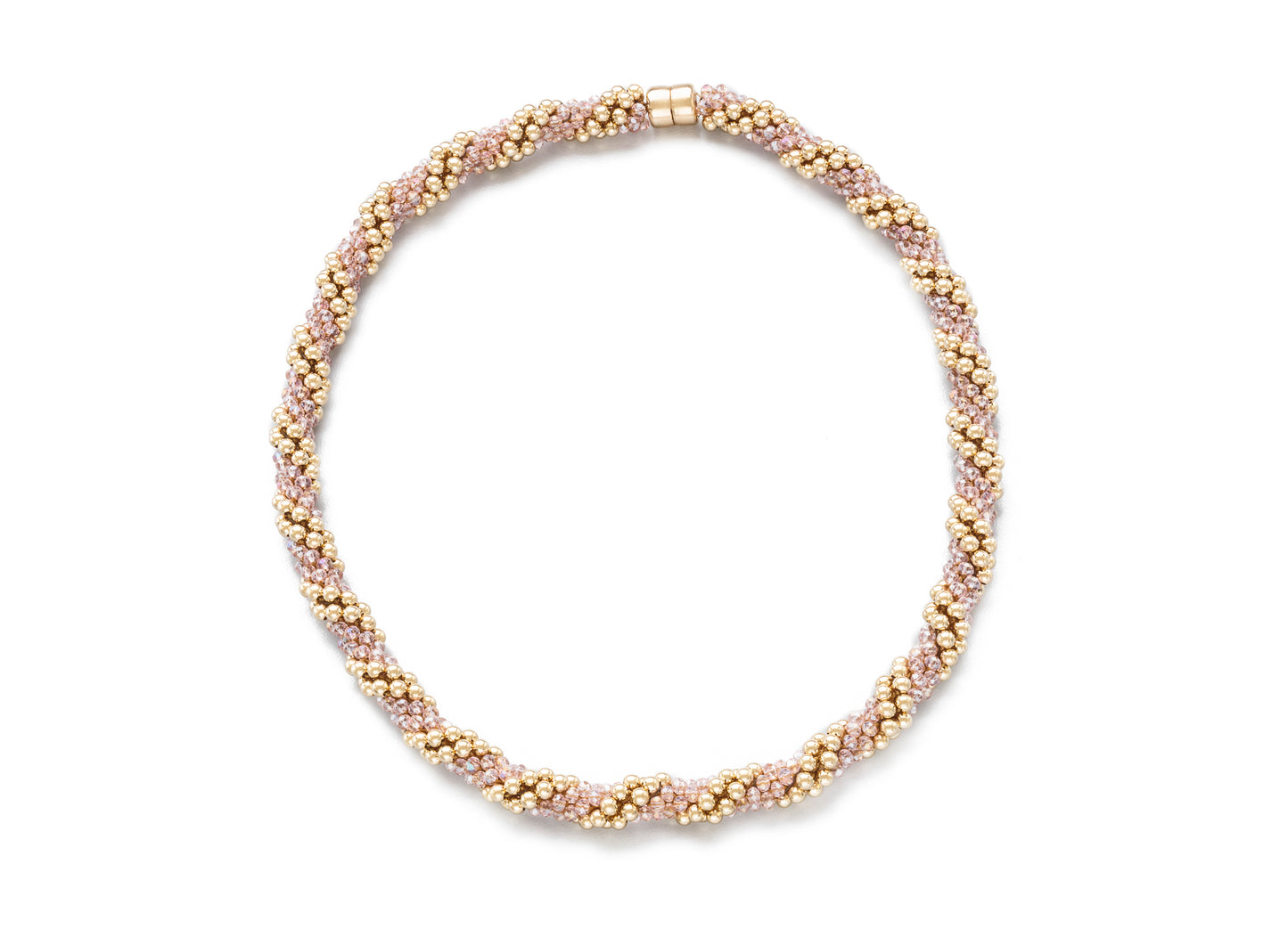 pink crystal double spiral, 3mm