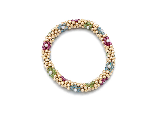 Multicolored peridot, aquamarine and Padparadscha pink 