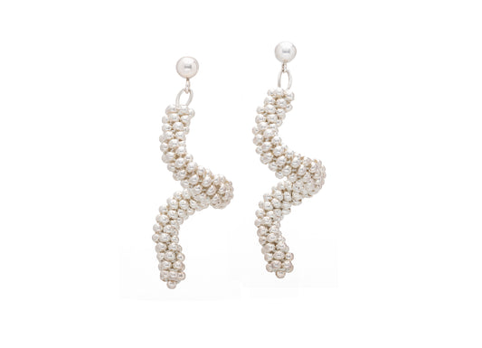 Corkscrew Earrings, Silver