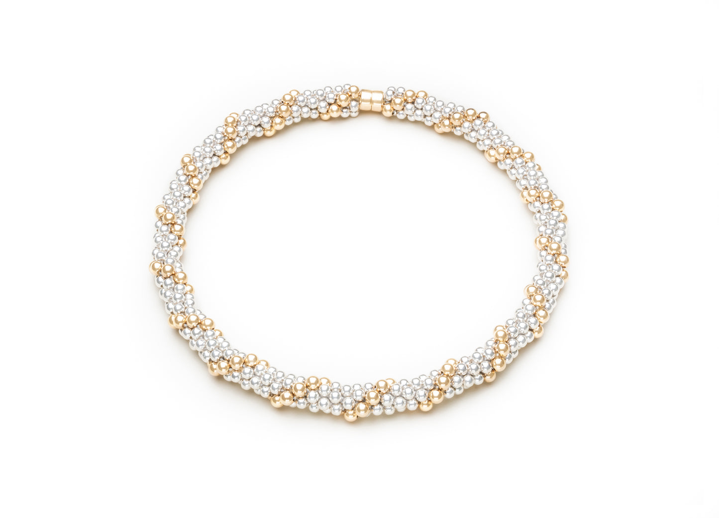 silver w/ 5 mm gold double spiral