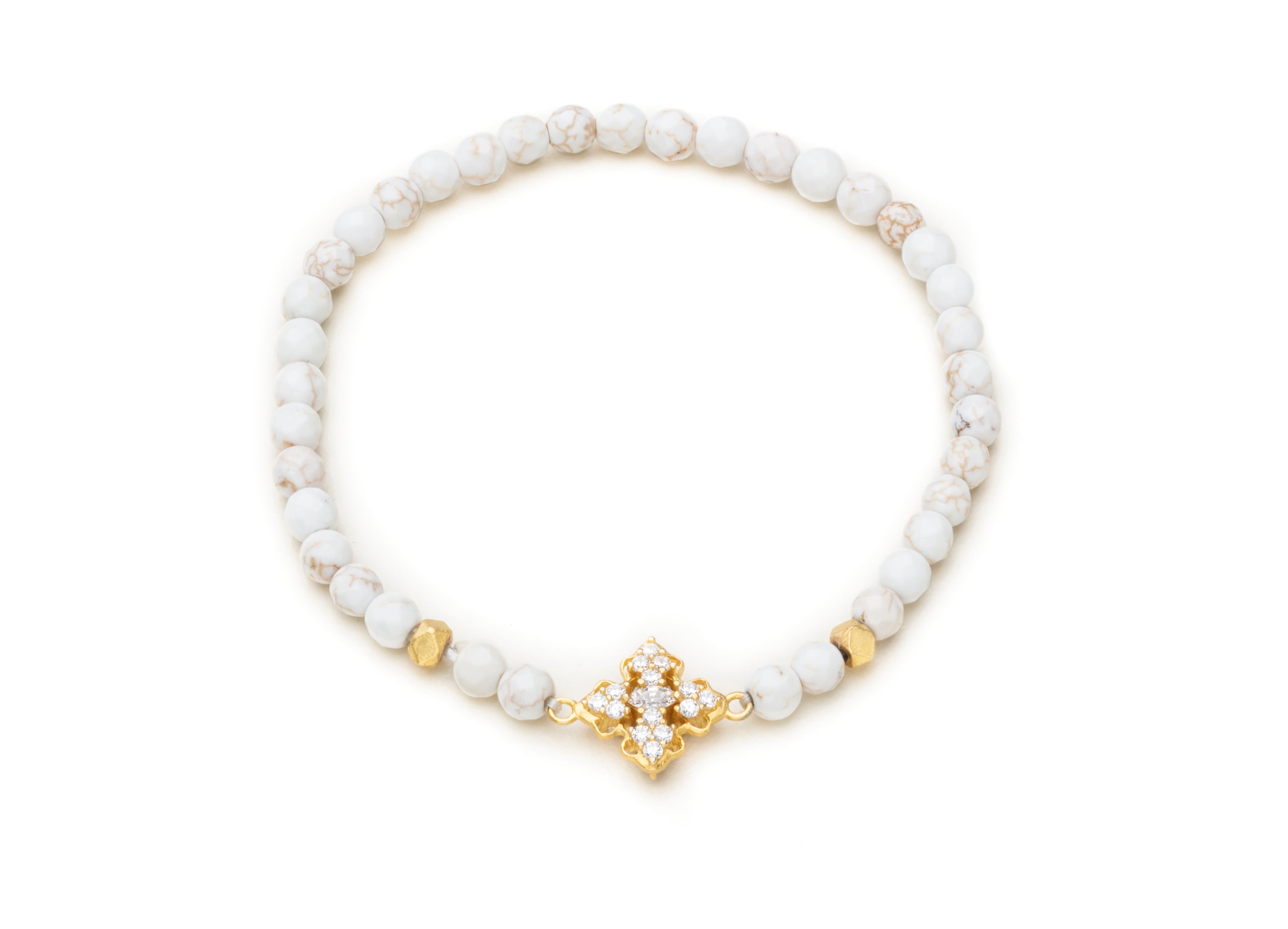 White jade with rhinestone medallion