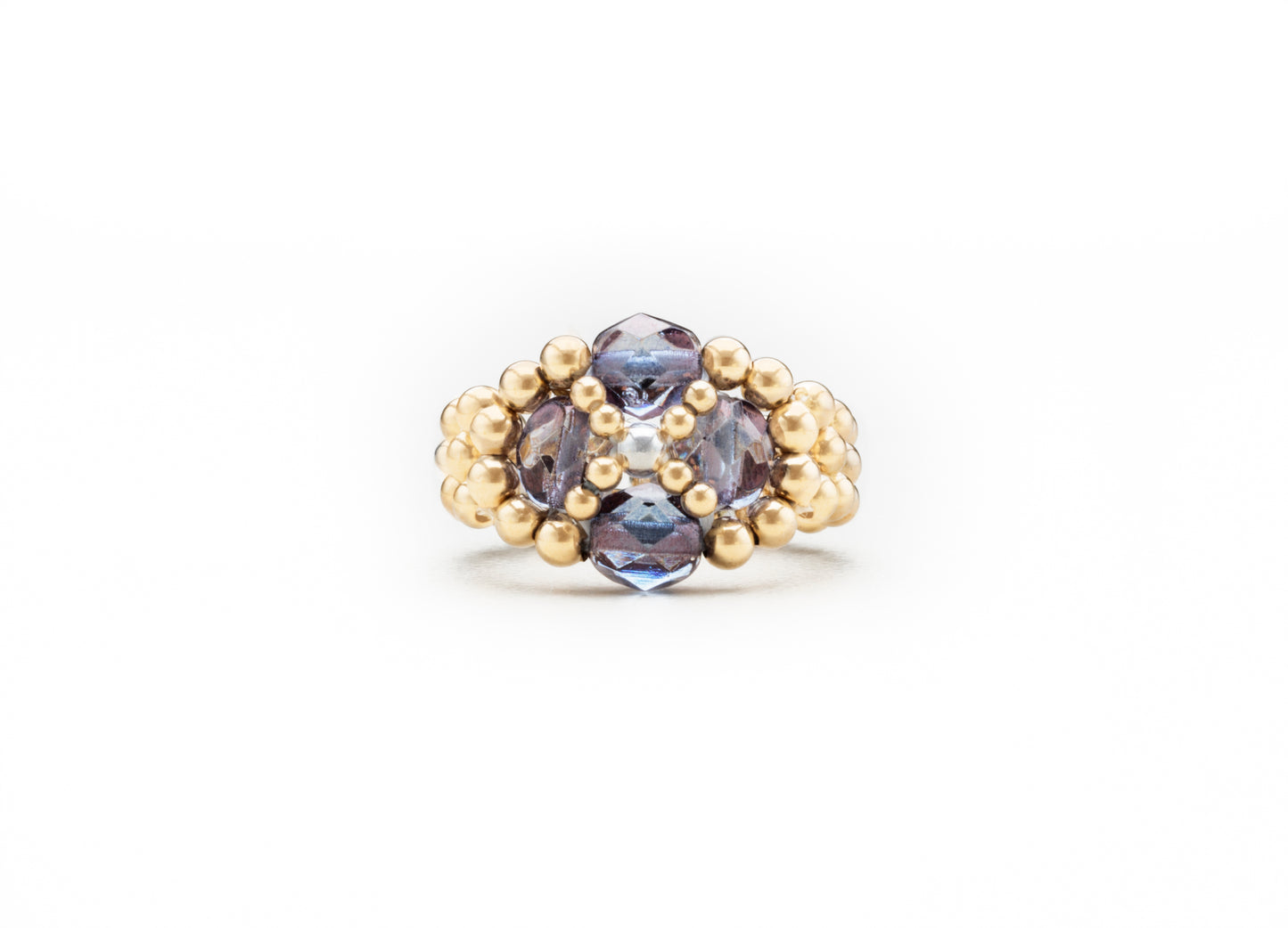 Czech Glass Floret Rings, Gold