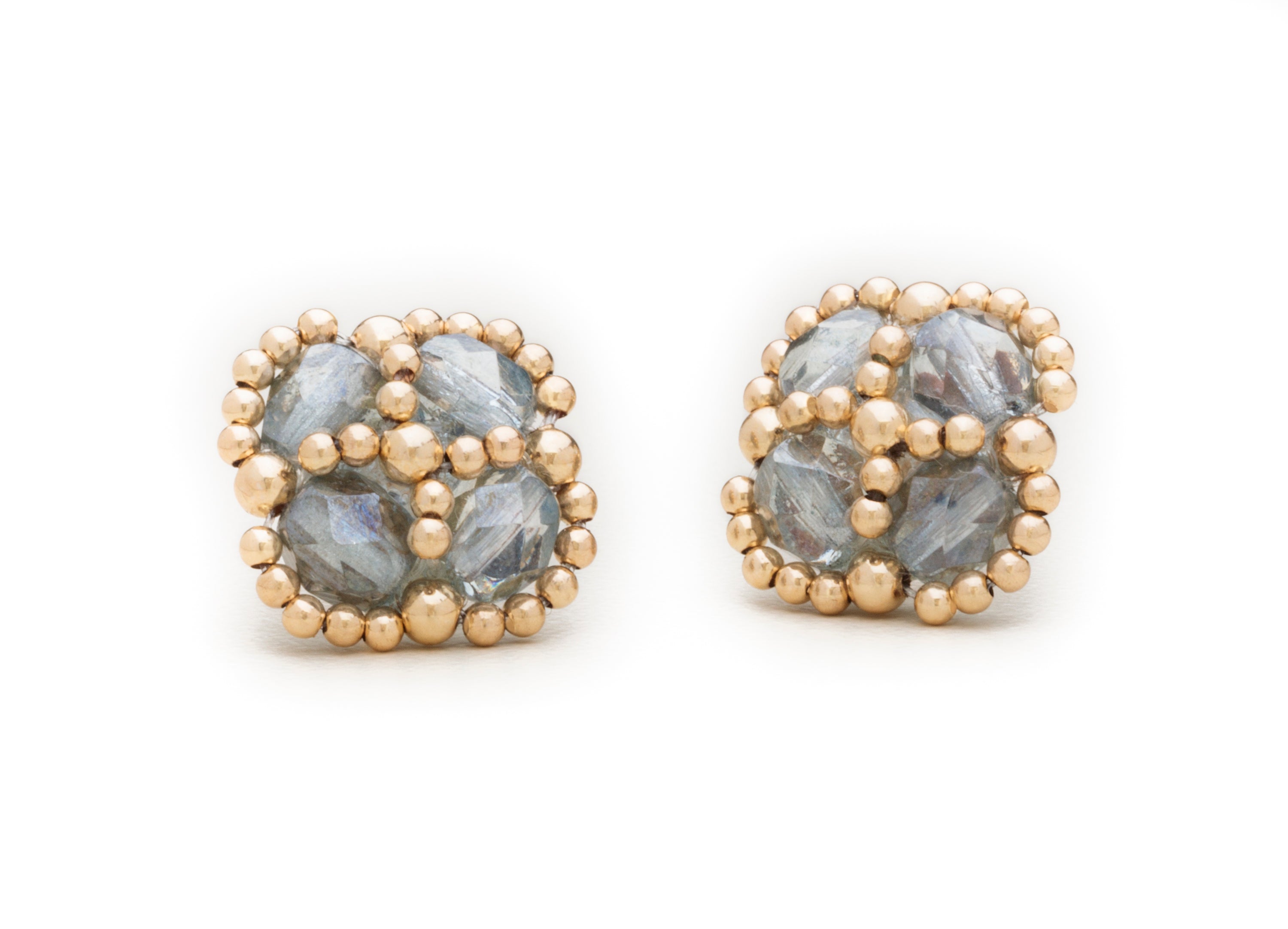 Enhanced Clover Studs, Czech Glass and Gold (Click to View All Colors)