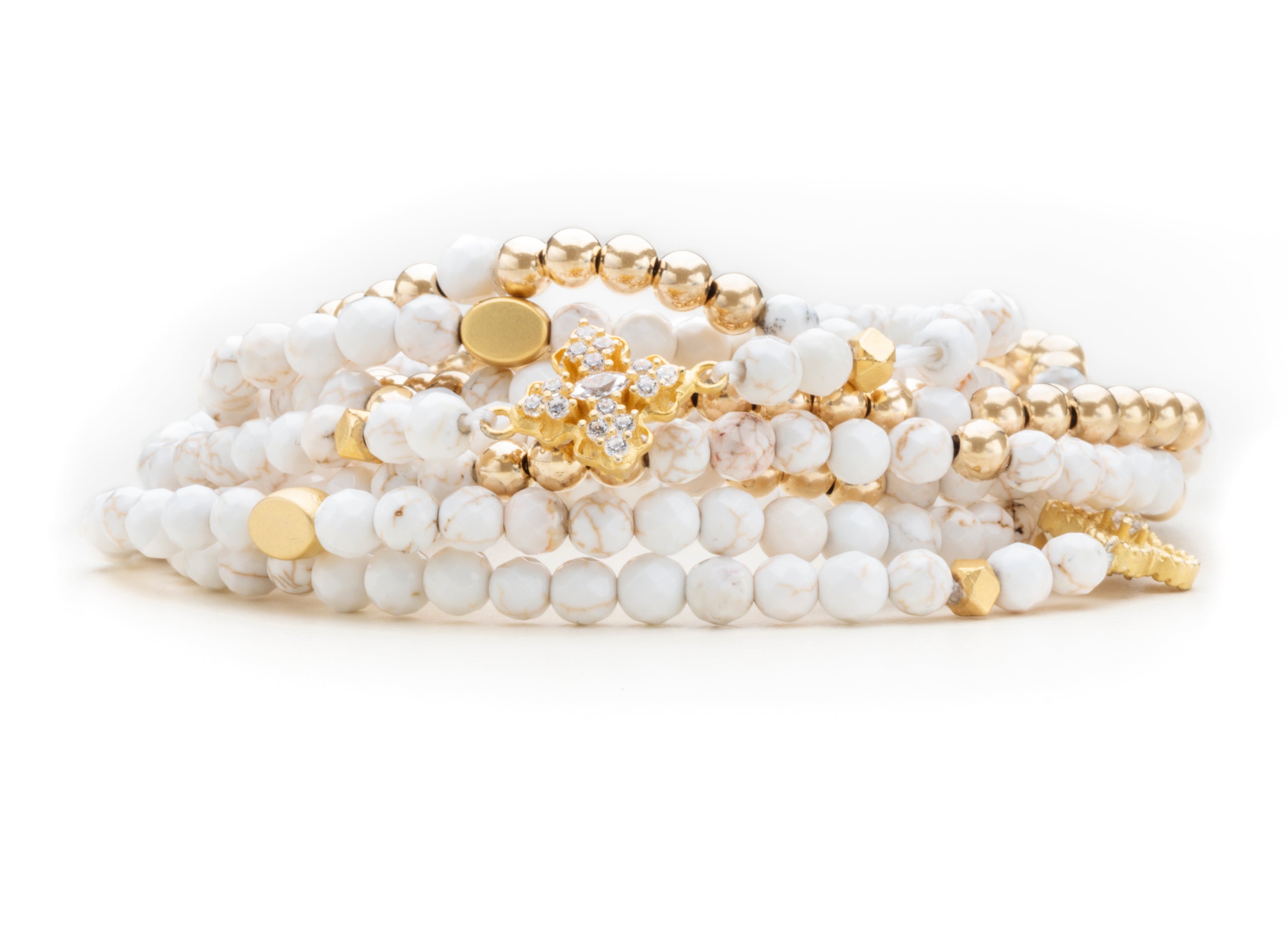 Cord Bracelets, White Jade and Gold (Click to View All)