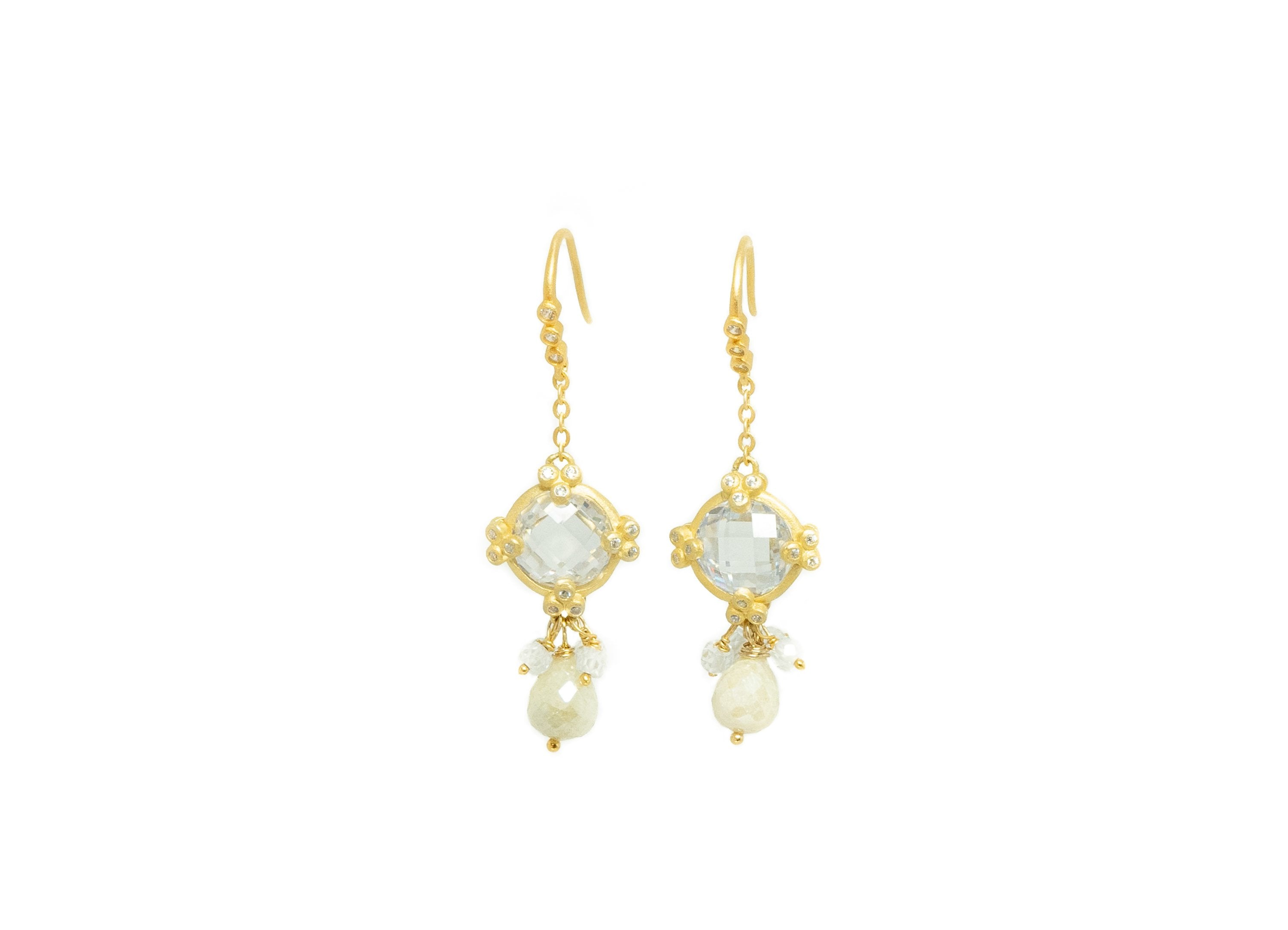 Silverite and crystal Semiprecious Dangle Earrings