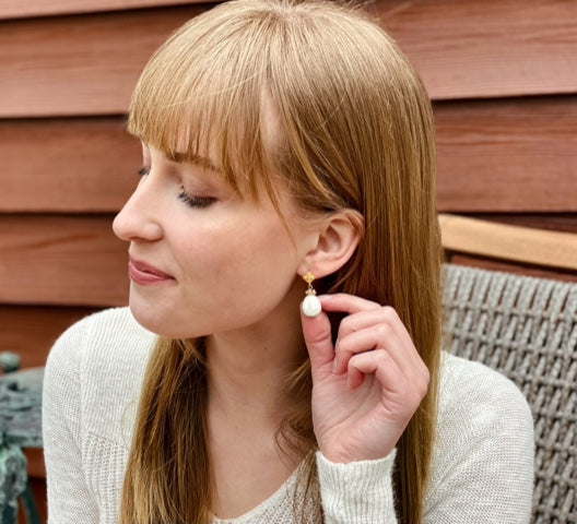 Semiprecious Silverite Drop Dangle
