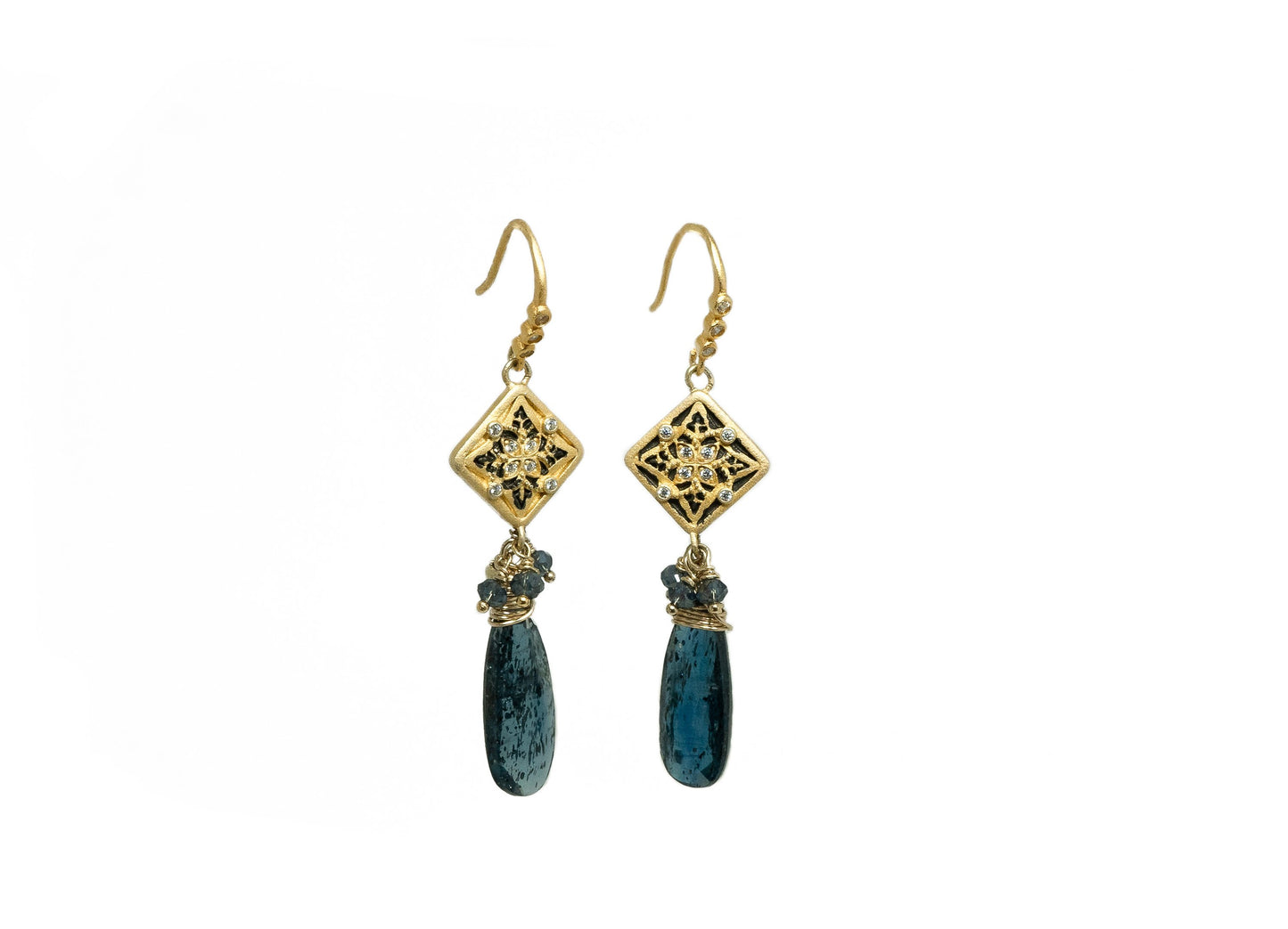 Teal moss kyanite Semiprecious Dangle Earrings